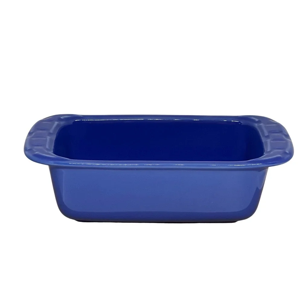 Longaberger Woven Traditions Small Loaf Dish Cornflower Blue Pottery 3162030
